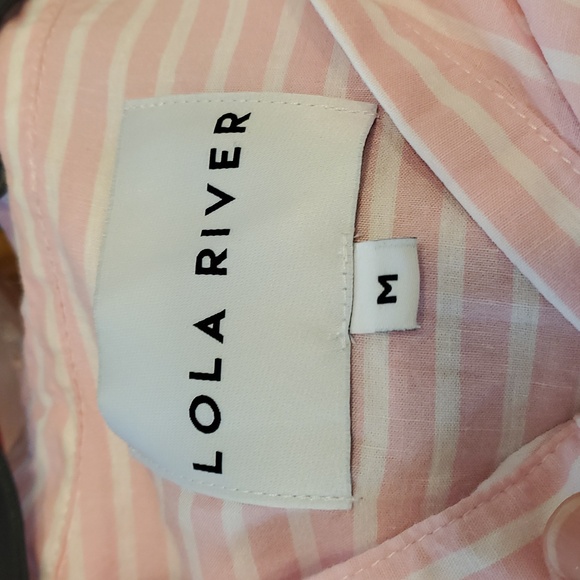 Lola River Pink and White Striped Linen Blend Top, Size Medium - Picture 6 of 9